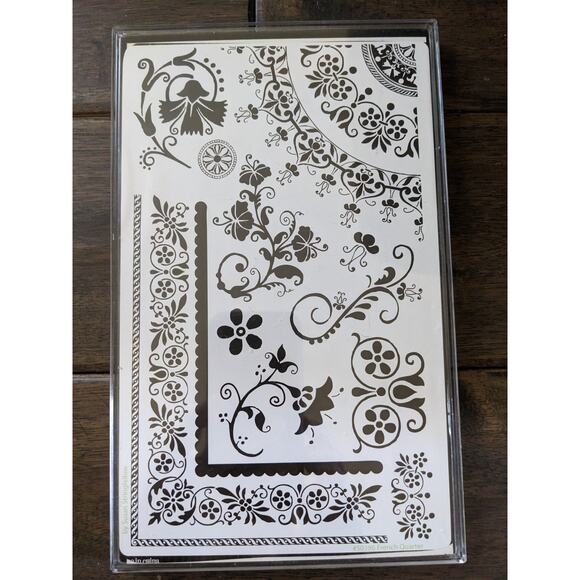 Set Cling Rubber Stamps Mandala Border Flower Petal Boxed Diy Card Making - Picture 2 of 5